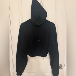 Alo S Black Cropped Hoodie
